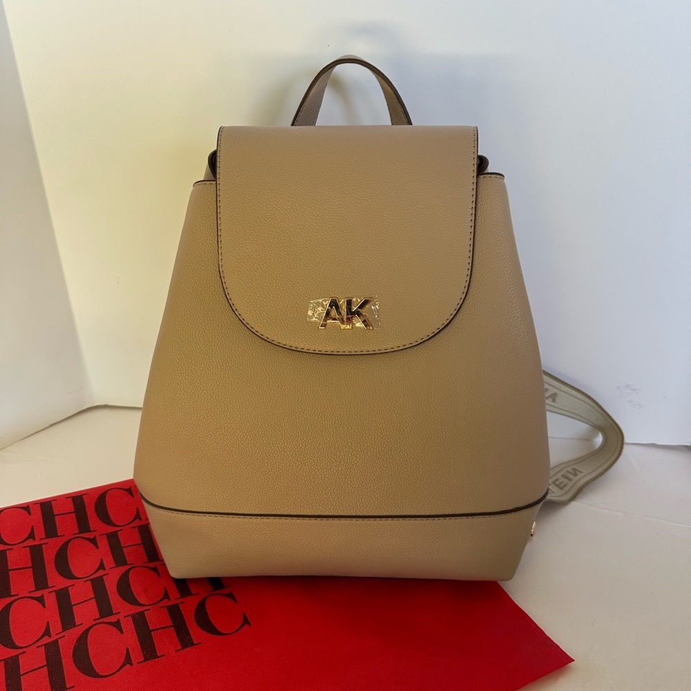 Anne Klein backpack womans Cream gold Casual Preppy Logo with pouch - Picture 2 of 9